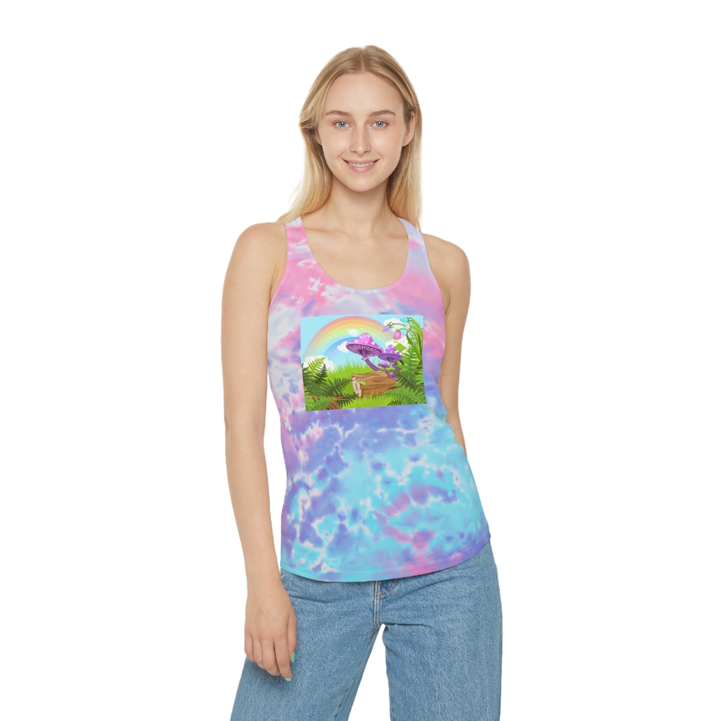 Mushroom V Tie Dye Racerback Tank Top