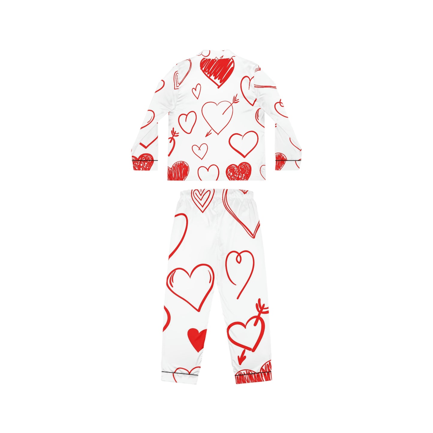 Hearts All Over Women's Satin Pajamas (AOP)