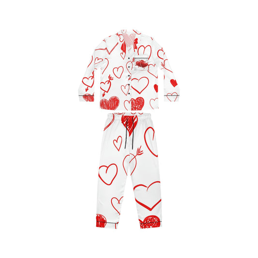 Hearts All Over Women's Satin Pajamas (AOP)