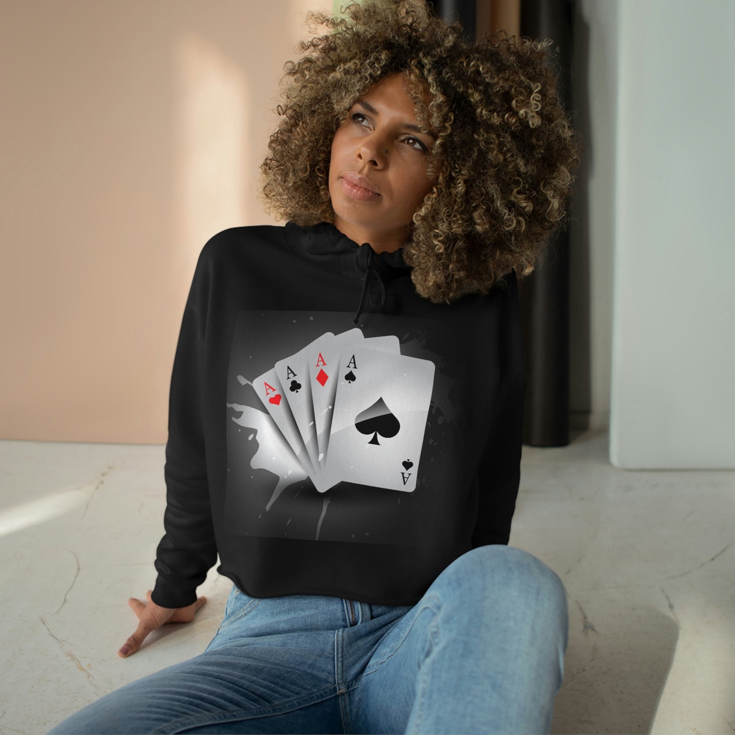 Black Ace By Correy Crop Hoodie
